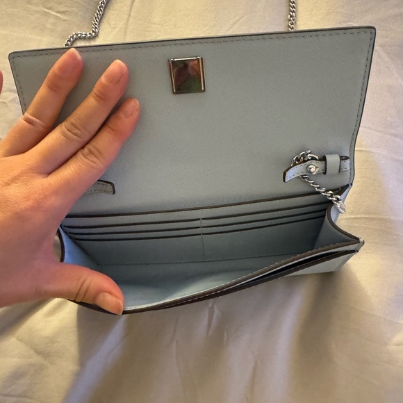 Tory Burch Light Blue clutch wallet on chain - Picture 2 of 3